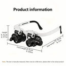 2-LED Head-Mounted Magnifier Glasses – 8x/15x/23x with Repair Light