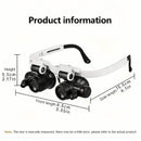 2-LED Head-Mounted Magnifier Glasses – 8x/15x/23x with Repair Light