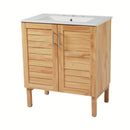 Bathroom Vanity With Ceramic Sink, Freestanding Cabinet - Antique Natural / Brown by HouseOfZazla