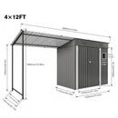 Lean To Shed With Open Sided Pergola, Outdoor Storage Shed & Attached Hardtop Gazebo Combo - Gray by HouseOfZazla
