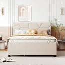 Upholstered Platform Bed With Brick Pattern Headboard And Twin Long Size Trundle by Unique Piece Furniture