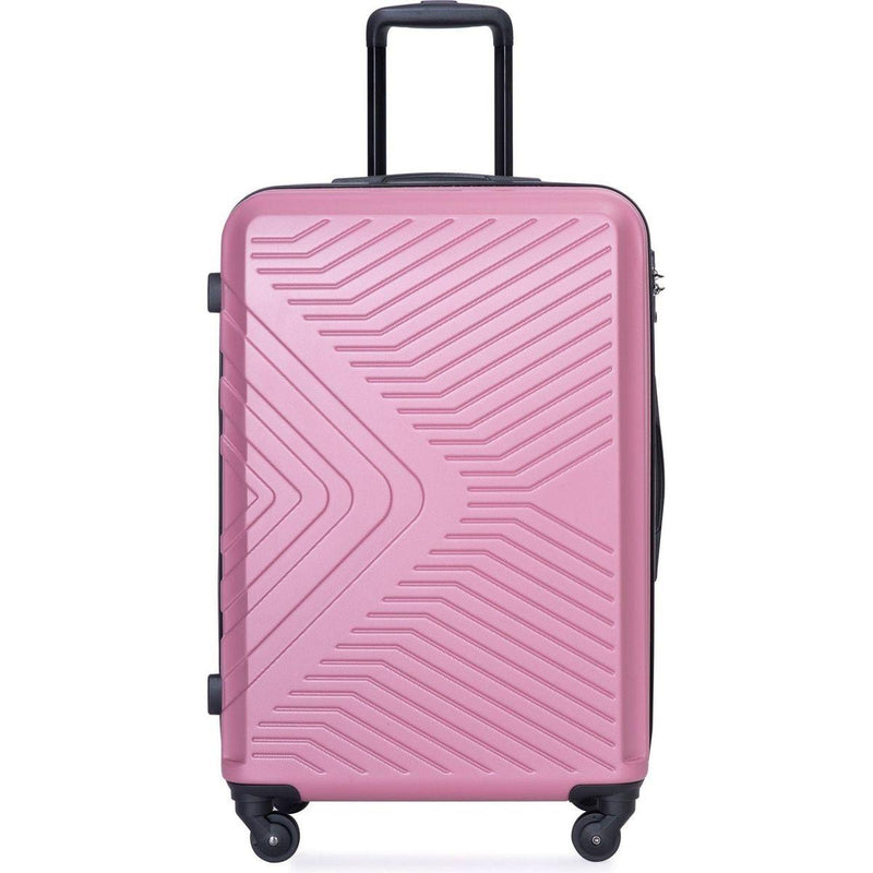 3 Piece Luggage Sets ABS Lightweight Suitcase with Two Hooks, Spinner Wheels, TSA Lock, (20/24/28), Pink