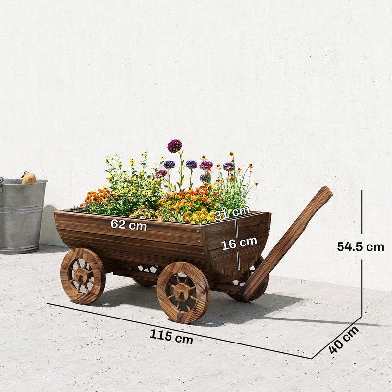 Outsunny Wooden Wagon Planter Box, photo 8 of 10