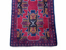 2' 8" X 4' 6" Vintage Handmade Tribal Wool Rug Balouchi Rug Afghan Rug Red Blue