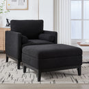 Farmhouse Upholstered Accent Chair With Ottoman, Reversible Lid Coffee Table by Unique Piece Furniture