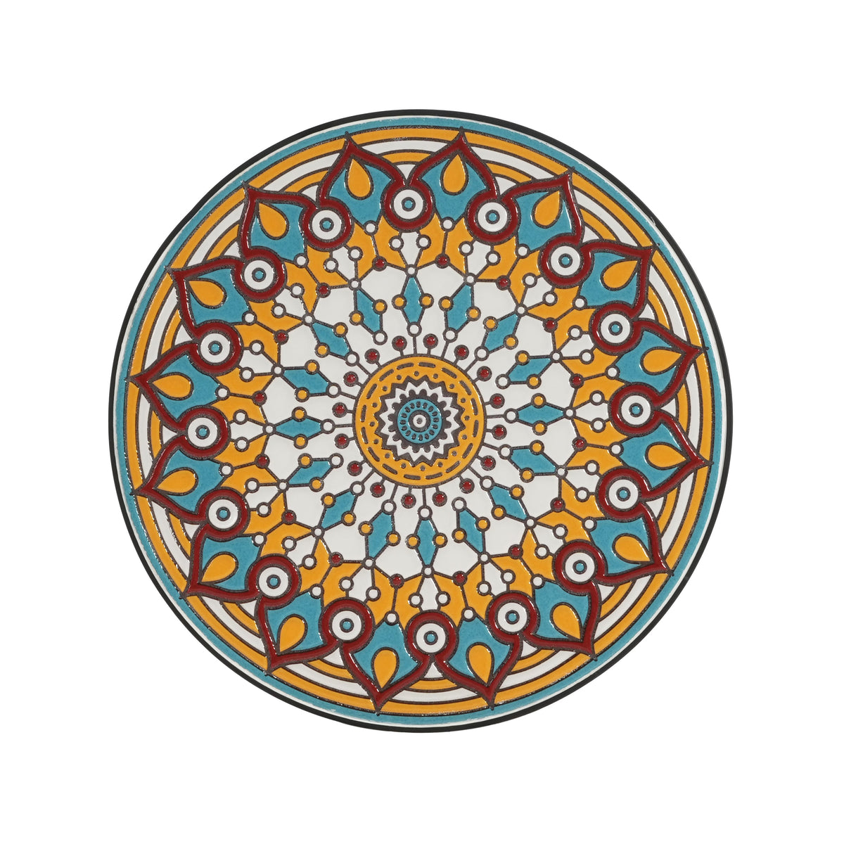 Round Ceramic Outdoor Side Table, Colorful + Black, photo 8 of 10