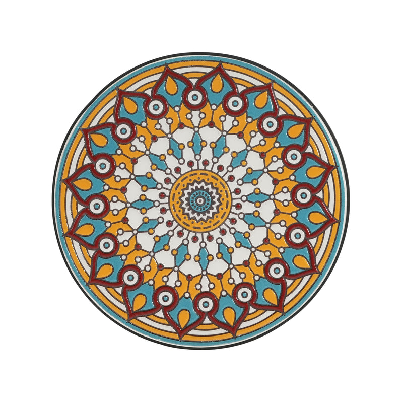 Round Ceramic Outdoor Side Table, Colorful + Black, photo 8 of 10