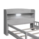 Wood Platform Bed With Built In LED Light, Storage Headboard And Guardrail by HouseOfZazla