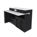 Kitchen Island With Extendable Rotating Table, 4 Drawers & Glass Door Cabinets, Built In Socket - Black by HouseOfZazla