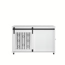 Dog Crate With Sliding Barn Door and Side Access, Lockable Wheels for Small to Medium Dogs - White