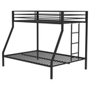 Alevera Metal Twin Over Full Bunk Bed with Ladder Black