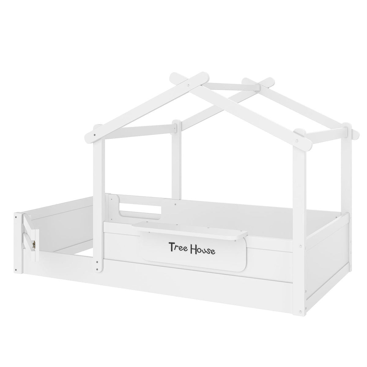 Twin Size Floor Bed with Guardrails and Roof, photo 9 of 10