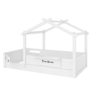 Twin Size Floor Bed with Guardrails and Roof