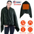 USB Heated Blanket Electric Heated Blanket Heated Poncho Shawl Wrap Throw with Zipper Washable for Home Office 59*31in