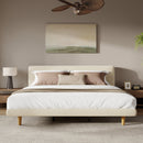 Beige Chunky Headboard Bed Frame with Solid Rubberwood Legs, Cal-King by HouseOfZazla