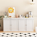 Kitchen Storage Cabinet With Double Doors, Adjustable Shelves, Sideboard Buffet For Dining Room - White