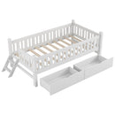 Platform Bed With Guardrail And 2 Drawers