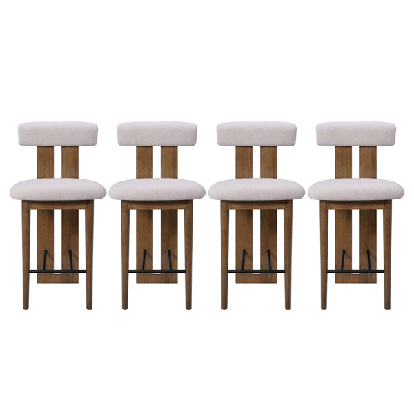 Renee Indoor Modern Split-Back Rubber Wood Counter Stool, photo 2 of 10