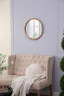 Circle Wall Mirror With Wooden Frame for Living Room