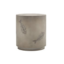 Rustic Magnesium Oxide Side Table With Fish Pattern Design - Gray by HouseOfZazla