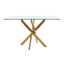 Rectangular Glass Dining Table with Gold-Plated Legs