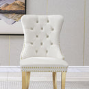 Elegant White Velvet Dining Chairs with Gold Mirrored Finish Legs - Set of 2, 19.7'L x 24'D x 36.2'H, Luxurious Dining Room Charm