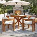 5-Piece Outdoor Acacia Wood Round Dining Set by HouseOfZazla