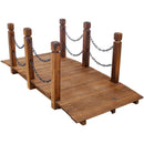5 Ft Wooden Garden Bridge, Stained Wood Arc Footbridge with Chain Railings by HouseOfZazla