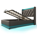 Upholstered Bed, 360 Surround LED Function, Remote Control, Hydraulic Storage Bed With USB, Type-C Charging (Without Mattress) by HouseOfZazla