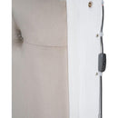 Wood Queen Size Platform Bed with Upholstered Headboard and LED and 2 Drawers, Antique White