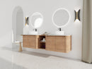 72" Wall-Mounted Bathroom Vanity With Ceramic Art Sink