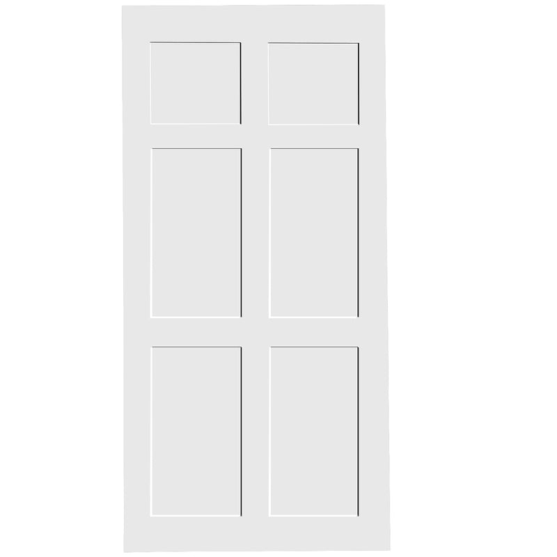 36" x 80" Paneled Wood Primed Standard Door Slab, DIY Unfinished Solid Wood Paneled Door, Interior Single Door Slab