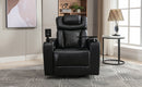 270 Degree Swivel PU Leather Power Recliner Individual Seat Home Theater Recliner with Comforable Backrest, Tray Table, Phone Holder, Cup Holder, USB Port, Hidden Arm Storage for Living Room, Black