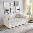 Daybed with Trundle Upholstered Tufted Sofa Bed, Twin Size, Boucle Fabric, Beige (83'x43'x29.5')