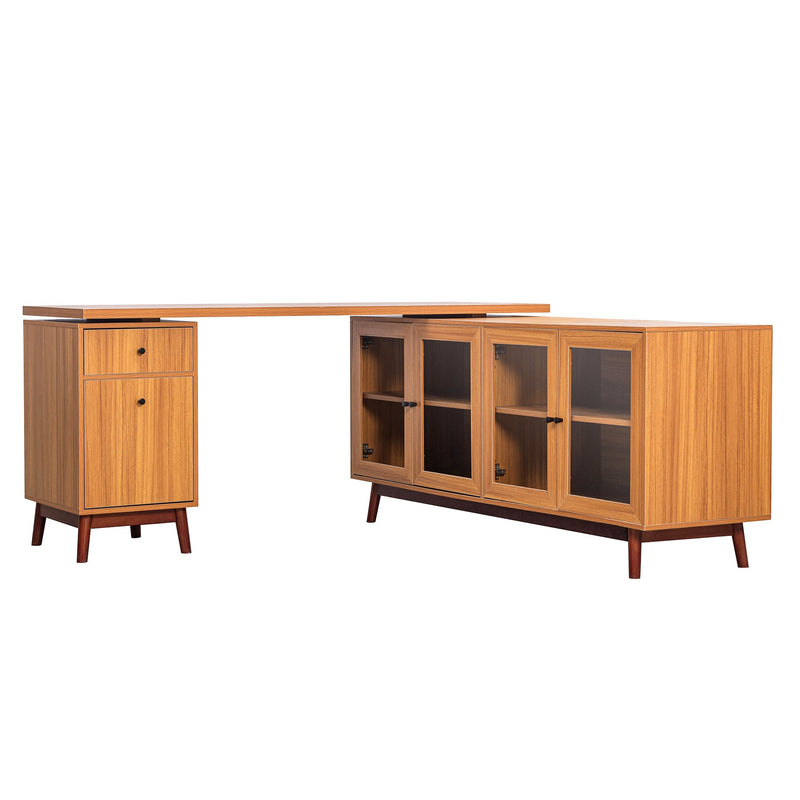 Walker Edison | Modern L-shaped 66" Desk with Storage