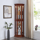Corner Curio Cabinet With Lights, Adjustable Tempered Glass Shelves, Mirrored Back, Display Cabinet (E26 Light Bulb Not Included) by HouseOfZazla