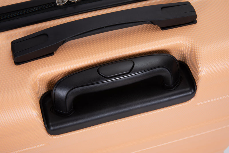 3 Piece Luggage Sets PC Lightweight & Durable Expandable Suitcase with Two Hooks, Spinner Wheels, TSA Lock, (21/25/29) Peach