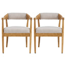 Wood Frame Upholstered Dining Chairs with Armrests (Set of 2) - Beige + Natural by HouseOfZazla