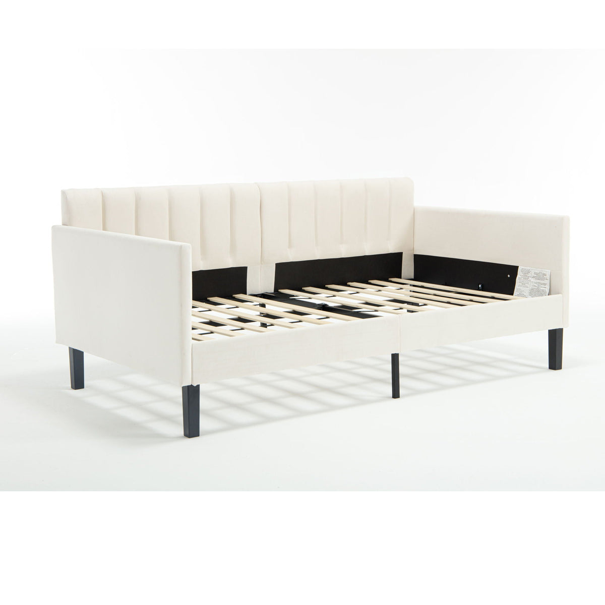 Elena - Boucle Upholstered Daybed, Ribbed Tufted Backrest, photo 3 of 26