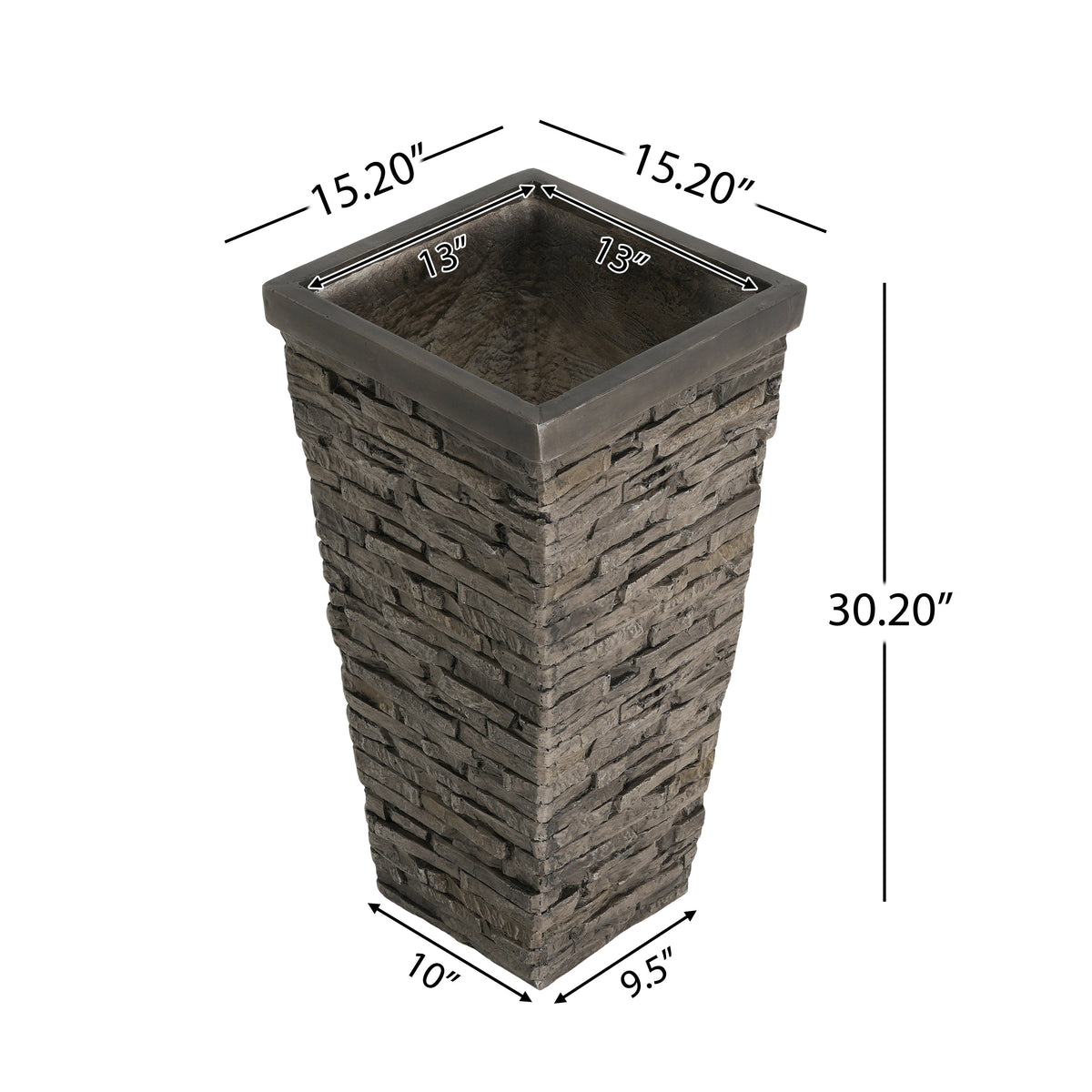 Tall Stone-Effect Square Planter, photo 2 of 10