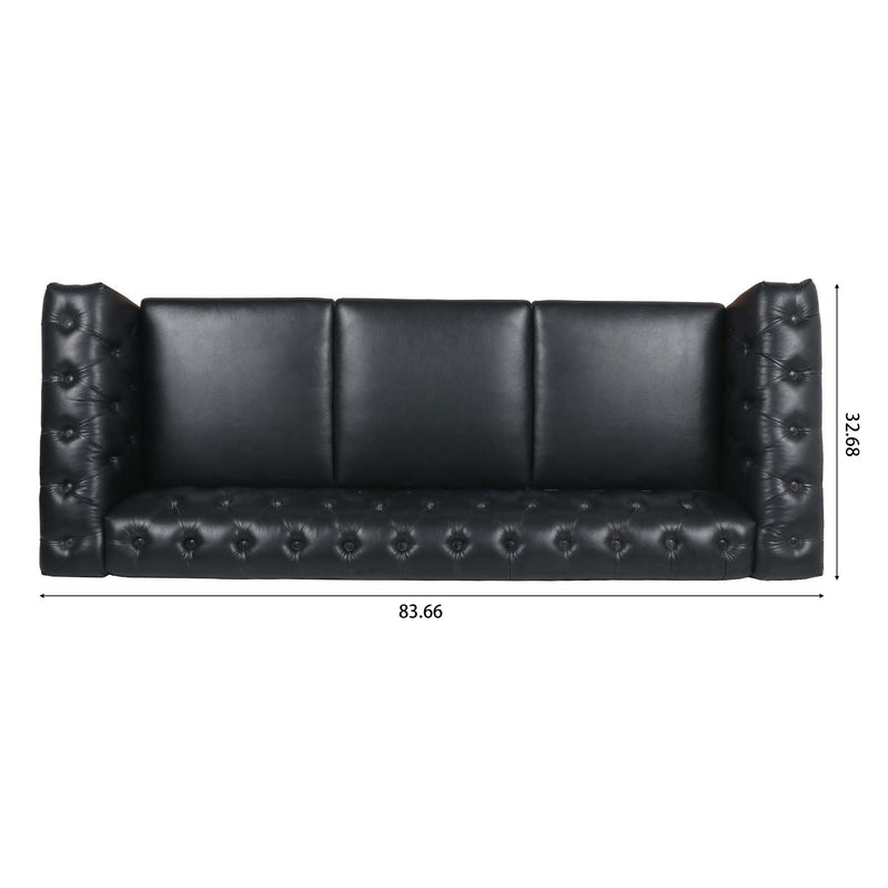 83.66 Inch Width Traditional Square Arm removable cushion 3 seater Sofa