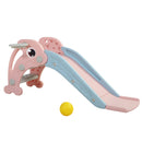 2 in 1 Slide, Toddler Freestanding Extra Long Slide with Basketball Hoop & Ball, Indoor Outdoor, Pink