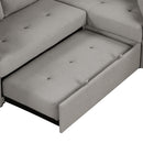 87.4" L-shape Sofa Bed Pull-out Sleeper Sofa with Wheels, USB Ports, Power Sockets for Living Room, Grey