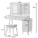 Modern Makeup Vanity Desk With LED Lights & Mirror 4 Drawer Dressing Table Set Space Saving For Bedroom - White by Unique Piece Furniture
