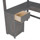 Loft Bed With U-Shaped Desk, Drawers, And Storage Shelves