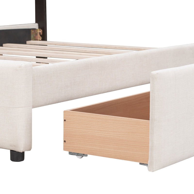 Walker Edison | Upholstered Platform Bed with Storage