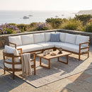 Outdoor Acacia Wood 6-Seater Sectional Sofa Set