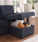 Lucca II - 84.5"W Reversible Sleeper Sectional Sofa with Storage Chaise by HouseOfZazla