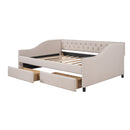 Upholstered Daybed With Two Drawers, Wood Slat Support by HouseOfZazla