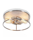 Alsy 13"W 2-Light Brushed Nickel with White Marbled Base Flush Mount Light Fixture by LampsUSA